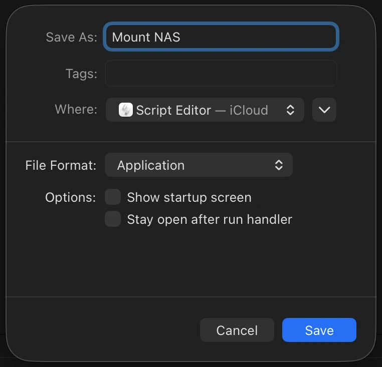 File Format は Application を選択する